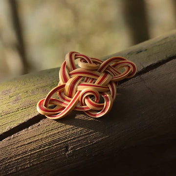 Handwoven Bamboo Ruyi Knot Brooch - Symbol of Blessing and Harmony